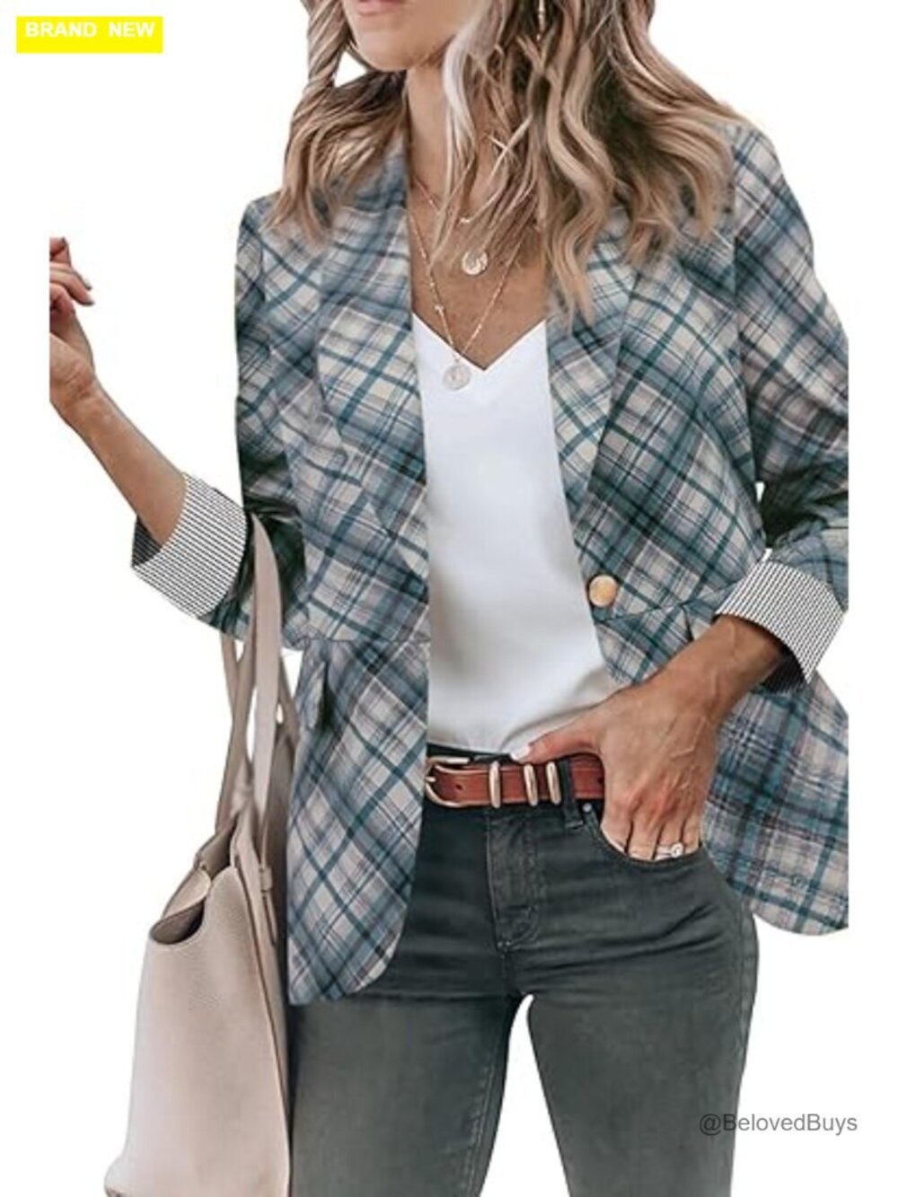 Open Front Work Blazer with Pockets S-2XL